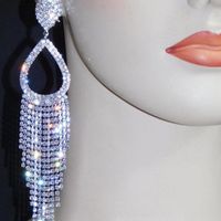 Fashion Claw Chain Series Geometric Alloy Rhinestone Long Tassel Women's Earrings main image 4
