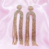 Pendientes Largos De Borla Con Diamantes De Imitación De Circón En Forma De U De La Serie Super Flash Para Mujer main image 3