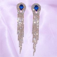 Shiny Rhinestones With Gemstones Long Tassel Women's Earrings Wholesale main image 2