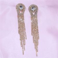 Shiny Rhinestones With Gemstones Long Tassel Women's Earrings Wholesale main image 3