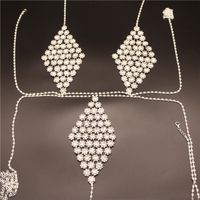 New Fashion Rhinestone Geometric Diamond Bra Thong Body Chain Set main image 3