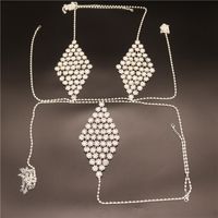 New Fashion Rhinestone Geometric Diamond Bra Thong Body Chain Set main image 6