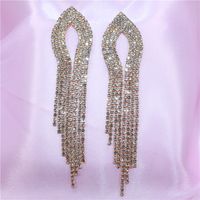 Boucles D&#39;oreilles En Zircon Femelles Européennes Et Américaines Simples Boucles D&#39;oreilles Pendantes À Long Pompon main image 1