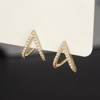 Fashion V-shaped Stud Earrings Copper Inlaid Zircon Women's Earrings Wholesale main image 1