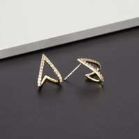 Fashion V-shaped Stud Earrings Copper Inlaid Zircon Women's Earrings Wholesale main image 4