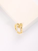 2022 Valentine's Day Copper Plated 18k Gold Rose Inlaid Zircon Ring main image 5