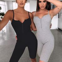 Fashion Jumpsuits Solid Color Women's Zipper Sexy Halter Bodysuit main image 4