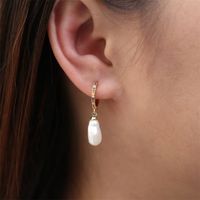 European And American Retro Pearl Earrings Female Simple Colorful Copper Zircon Earrings main image 1