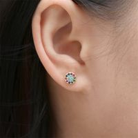 European And American New Simple Copper Inlaid Colored Zirconium Earrings Female main image 3