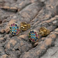 European And American New Simple Copper Inlaid Colored Zirconium Earrings Female main image 4