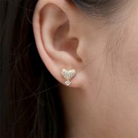 Copper Inlaid Micro Zirconium Shiny Heart Earrings Female Simple Heart-shaped Earrings main image 3