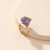 Purple Crystal Stone Ring Female Simple Open Ring Wholesale main image 2