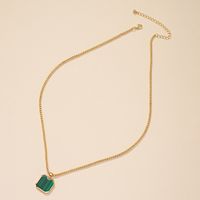 Square Brand Pendant Necklace Female Niche Green Collarbone Chain sku image 1