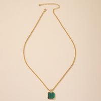 Square Brand Pendant Necklace Female Niche Green Collarbone Chain main image 4