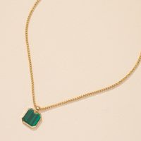 Square Brand Pendant Necklace Female Niche Green Collarbone Chain main image 5
