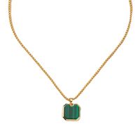 Square Brand Pendant Necklace Female Niche Green Collarbone Chain main image 6