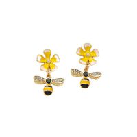 New Year's Ear Jewelry Bee Flower Earrings Diamond Drop Oil Earrings Female main image 6