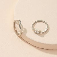 Simple Eye Ring Set Female Diamond Bow Couple Pair Ring Wholesale main image 1