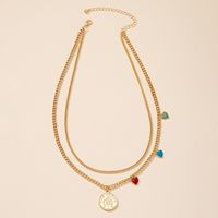 Round Card Pendant Necklace Simple Fashion Love Clavicle Chain main image 4