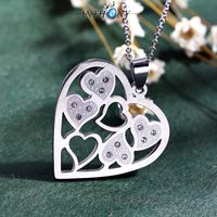 Fashion Titanium Steel Rhinestone Hollow Heart Pendant Necklace Earrings Set sku image 3