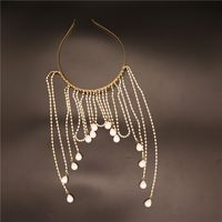 Europäische Und Amerikanische Mode Glänzende Strasssteine Luxus Lange Quaste Eingelegter Perlenkopfschmuck sku image 1