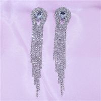 Shiny Rhinestones With Gemstones Long Tassel Women's Earrings Wholesale sku image 2