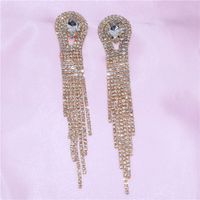 Shiny Rhinestones With Gemstones Long Tassel Women's Earrings Wholesale sku image 4