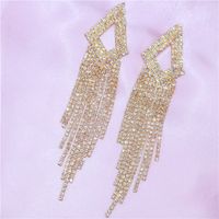 European And American Fashionable Rhinestone Zircon Long Tassel Earrings Ladies sku image 1