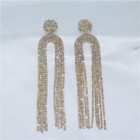 Pendientes Largos De Borla Con Diamantes De Imitación De Circón En Forma De U De La Serie Super Flash Para Mujer sku image 1