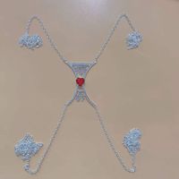 European And American Green Diamond Heart-shaped Sexy Water Drop Rhinestone Body Chain sku image 4