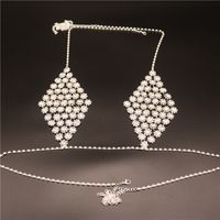 New Fashion Rhinestone Geometric Diamond Bra Thong Body Chain Set sku image 3
