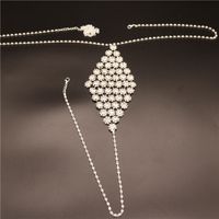 New Fashion Rhinestone Geometric Diamond Bra Thong Body Chain Set sku image 1
