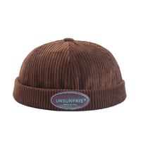 Autumn And Winter New Corduroy Landlord Hat Fashion Retro Letter Labels Hat sku image 4