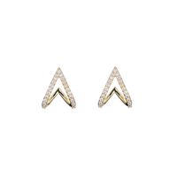 Fashion V-shaped Stud Earrings Copper Inlaid Zircon Women's Earrings Wholesale sku image 2