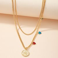 Round Card Pendant Necklace Simple Fashion Love Clavicle Chain sku image 1
