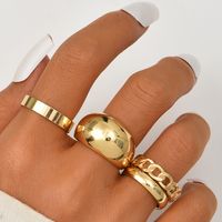 Simple Vintage Solid Color Hollow Geometric Metal Ring Wholesale main image 2