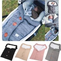 New Button Sleeping Bag Baby Outdoor Baby Stroller Sleeping Bag Wool Knitted Plus Velvet Thickened Warm Sleeping Bag main image 1