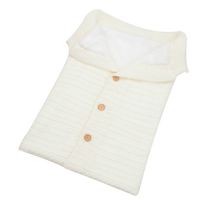 New Button Sleeping Bag Baby Outdoor Baby Stroller Sleeping Bag Wool Knitted Plus Velvet Thickened Warm Sleeping Bag sku image 2