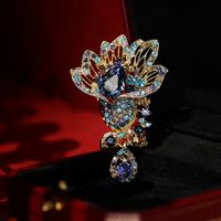 Fashion Color-blocking Crystal Rhinestone Rose-shaped Alloy Brooch Corsage main image 1