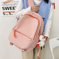 New Schoolbag Simple Large-capacity Multi-layer Solid Color Small Pendent Backpack main image 3