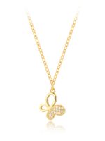 Valentine's Day Copper Plating 18k Gold Zircon Butterfly Pendant Necklace main image 5