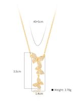 Mother's Day Valentine's Day Copper-plated 18k Gold Diamond Zircon Butterfly Necklace main image 3