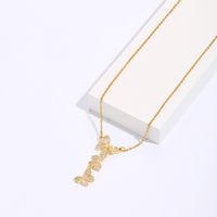 Mother's Day Valentine's Day Copper-plated 18k Gold Diamond Zircon Butterfly Necklace main image 4