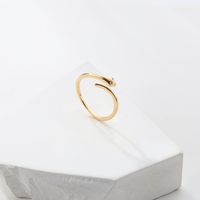 Simple Fashion Plated 18k Gold Snake-shaped Zircon Copper Ring main image 2