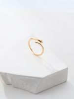 Simple Fashion Plated 18k Gold Snake-shaped Zircon Copper Ring main image 6