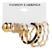 Fashion Retro C-shaped Inlaid Pearl Earrings Set 5 Pairs Of Alloy Earrings main image 6