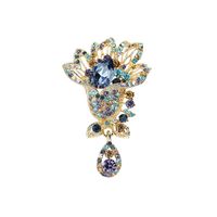 Fashion Color-blocking Crystal Rhinestone Rose-shaped Alloy Brooch Corsage sku image 1