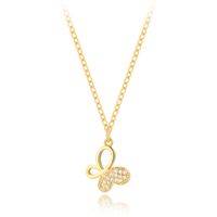 Valentine's Day Copper Plating 18k Gold Zircon Butterfly Pendant Necklace sku image 1