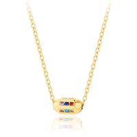 New Copper-plated 18k Gold Diamond-encrusted Natural Stone Necklace sku image 1