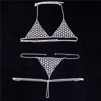 2022 Fashion Rhinestone Body Chain Bikini Suit Hollow Sexy Bra Thong Chain main image 6